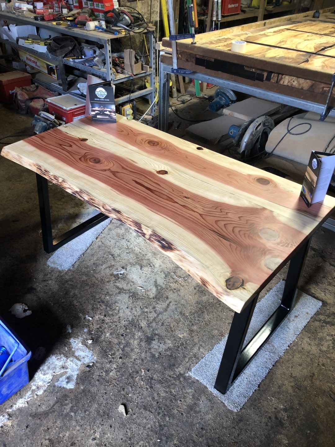 live edge wooden redwood office desk
