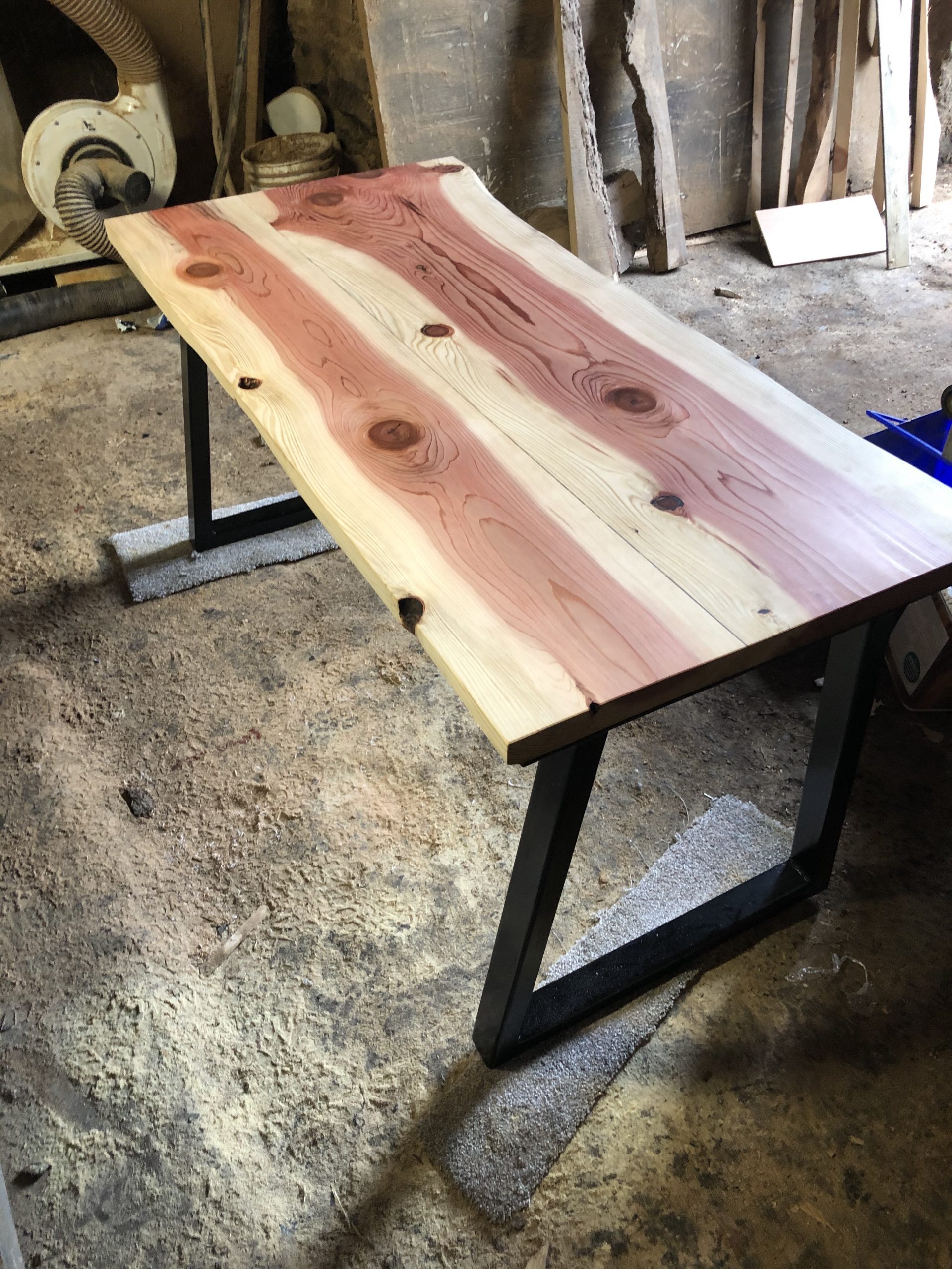 live edge wooden redwood office desk